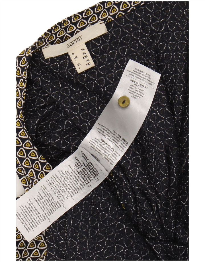 ESPRIT rochie maxi cu mâneci 3/4 pentru femei UK 18 XL bleumarin din viscoză geometrică