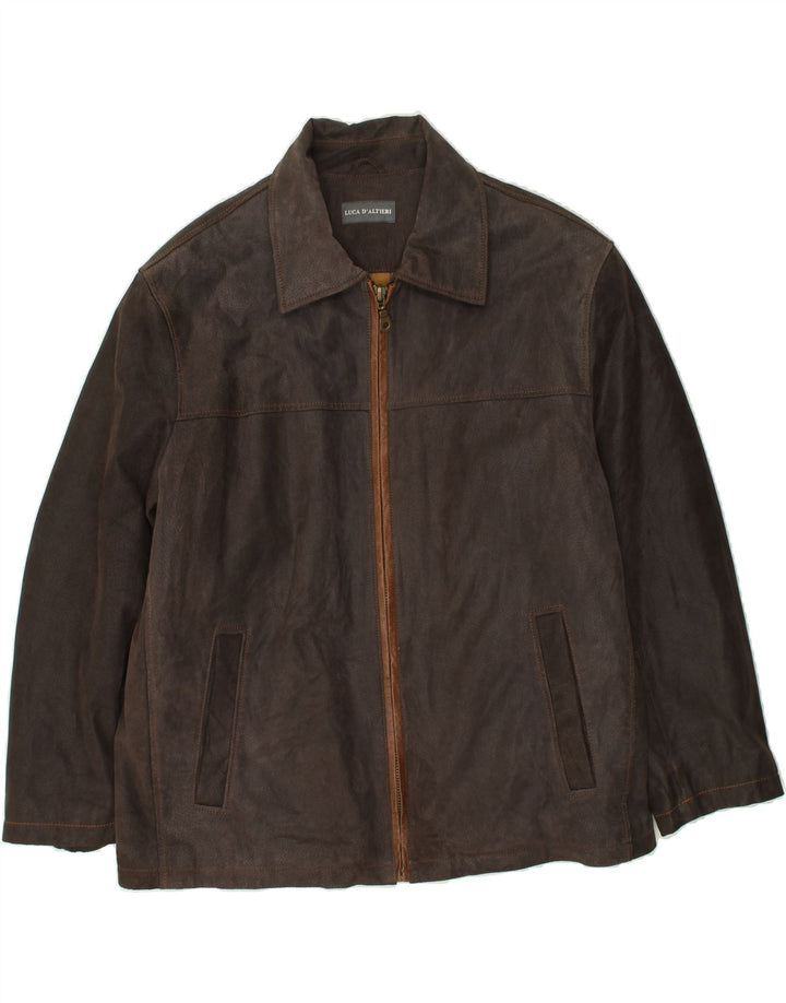 Jachetă de piele pentru bărbați LUCA D'ALTIERI UK 56 3XL piele maro