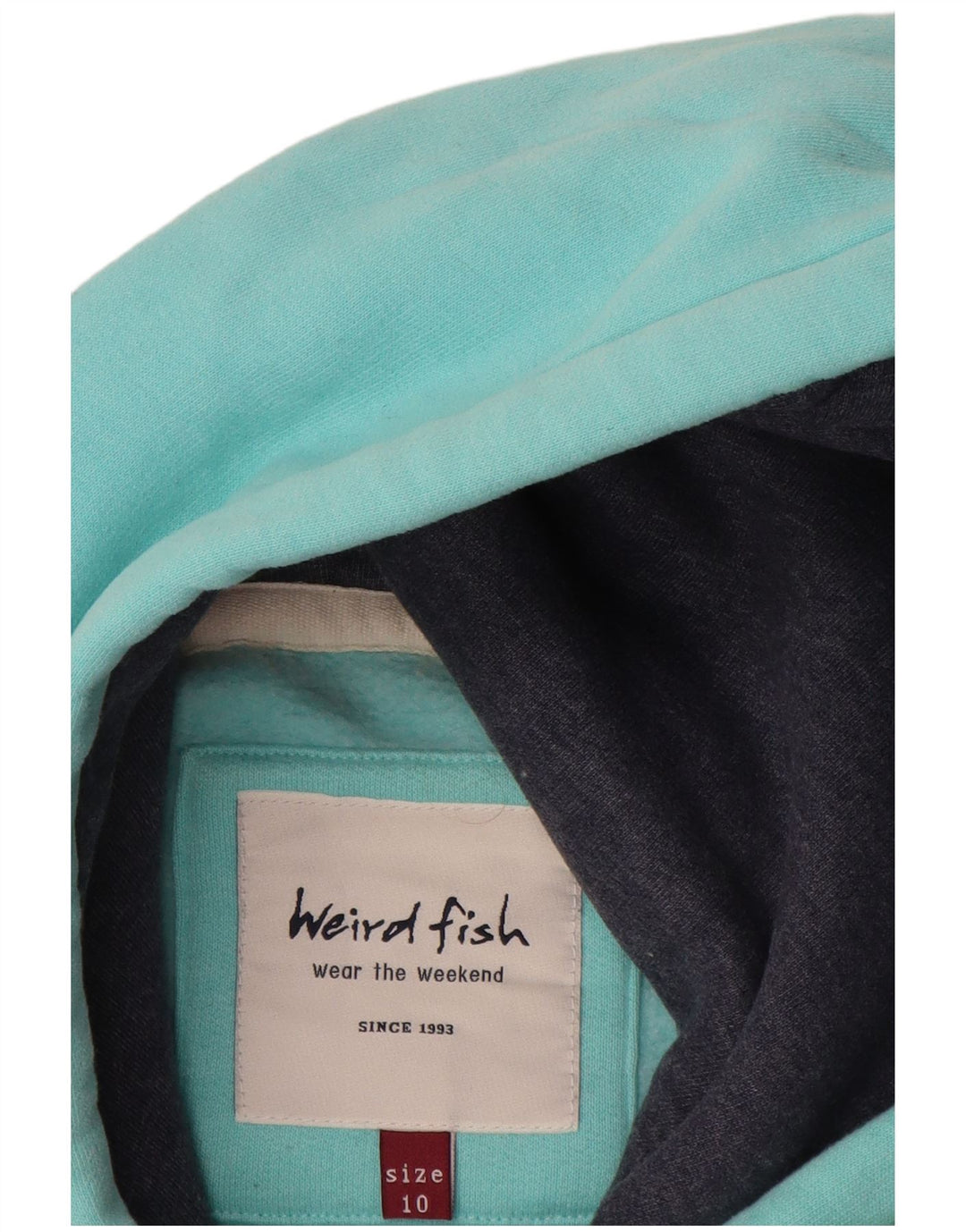 WEIRD FISH Pulover cu glugă cu grafic pentru femei UK 10 Bumbac turcoaz mic