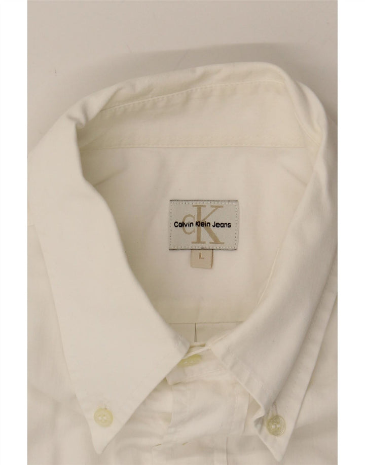 CALVIN KLEIN JEANS Mens Shirt Large White Cotton Vintage Calvin Klein Jeans and Second-Hand Calvin Klein Jeans from Messina Hembry 