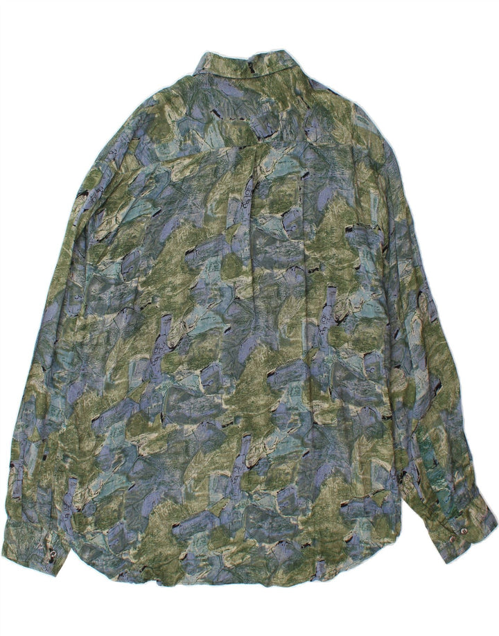 THE SHIRT COMPANY Mens Shirt Size 39/40 Medium Green Patchwork Viscose Vintage The Shirt Company and Second-Hand The Shirt Company from Messina Hembry 