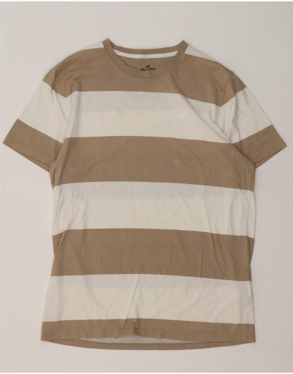 Tricou pentru bărbați Hollister Top din bumbac cu dungi maro mediu