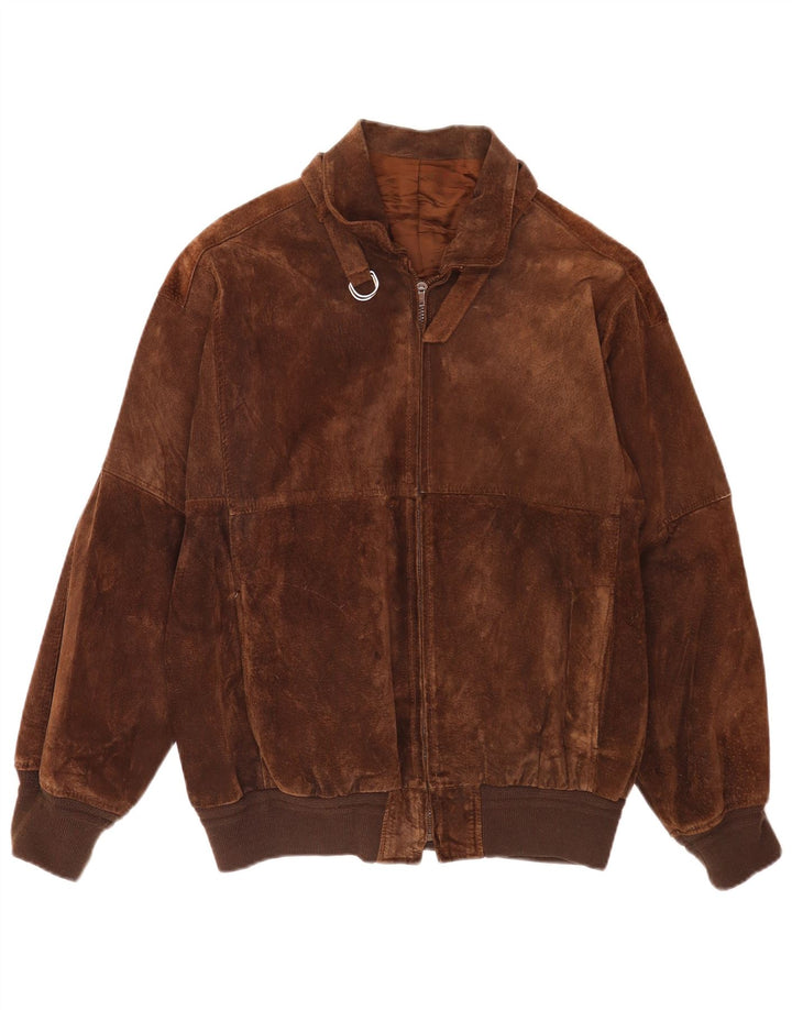 Bomber Vintage pentru bărbați din piele intoarsa UK 36 Mic Maro Retro