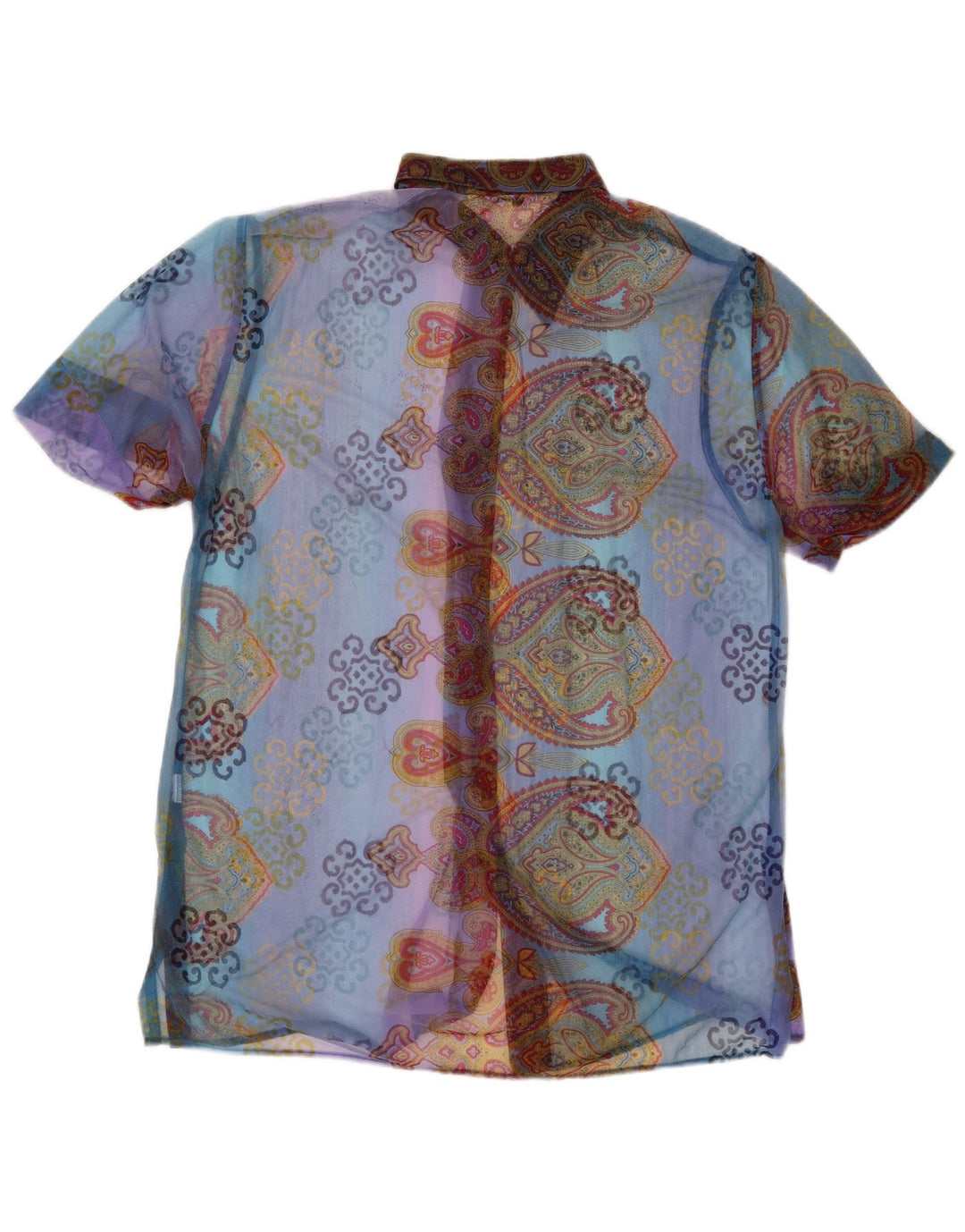 Bluză cămașă cu mânecă scurtă pentru femei VINTAGE IT 48 XL Blue Paisley