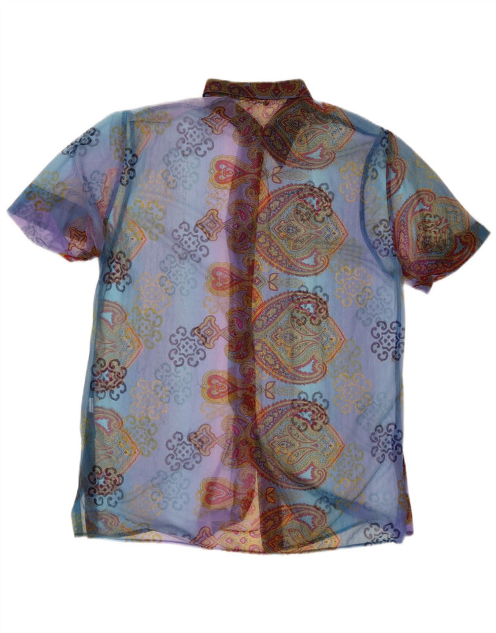 Bluză cămașă cu mânecă scurtă pentru femei VINTAGE IT 48 XL Blue Paisley