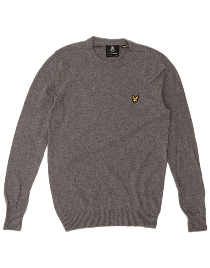 Pulover pentru bărbați Lyle & Scott, cu gât turnat, bumbac gri XS