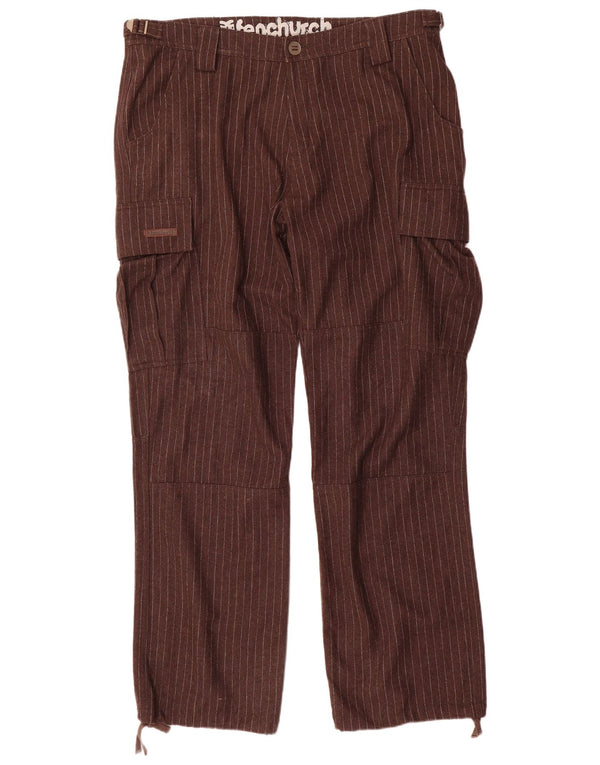 Pantaloni cargo drepti pentru bărbați Fenchurch L36 L33 Poliester cu dungi maro