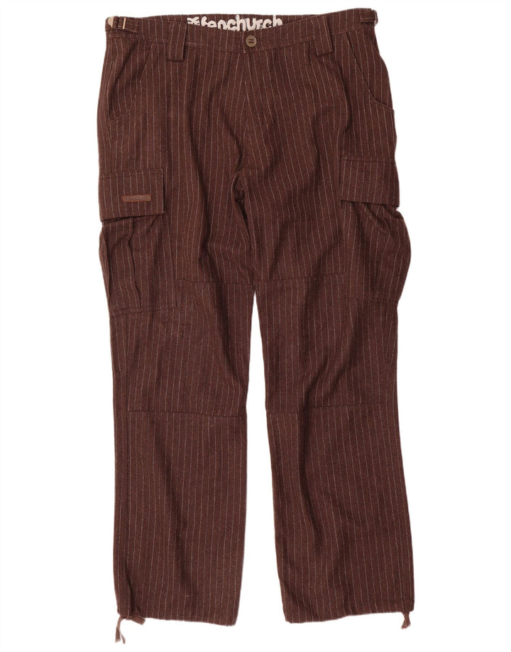 Pantaloni cargo drepti pentru bărbați Fenchurch L36 L33 Poliester cu dungi maro