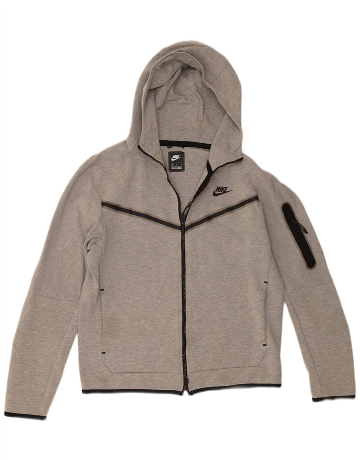 Pulover Nike pentru bărbați, cu fermoar, bumbac cu pete, gri mediu