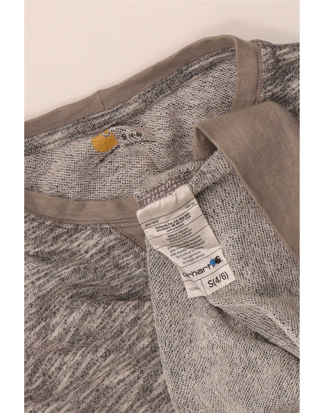 Pulover de hanorac Carhartt pentru femei US 4/6 mic, gri bumbac cu pete