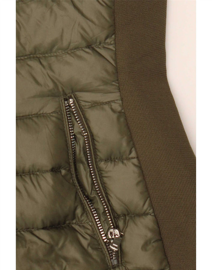 Jachetă căptușită cu glugă pentru femei Zara UK 12 Medium Khaki Colorblock