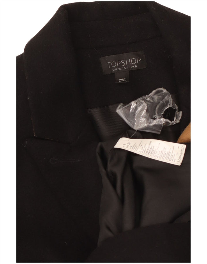 Topshop pardesiu pentru femei UK 8 mic din lână neagră