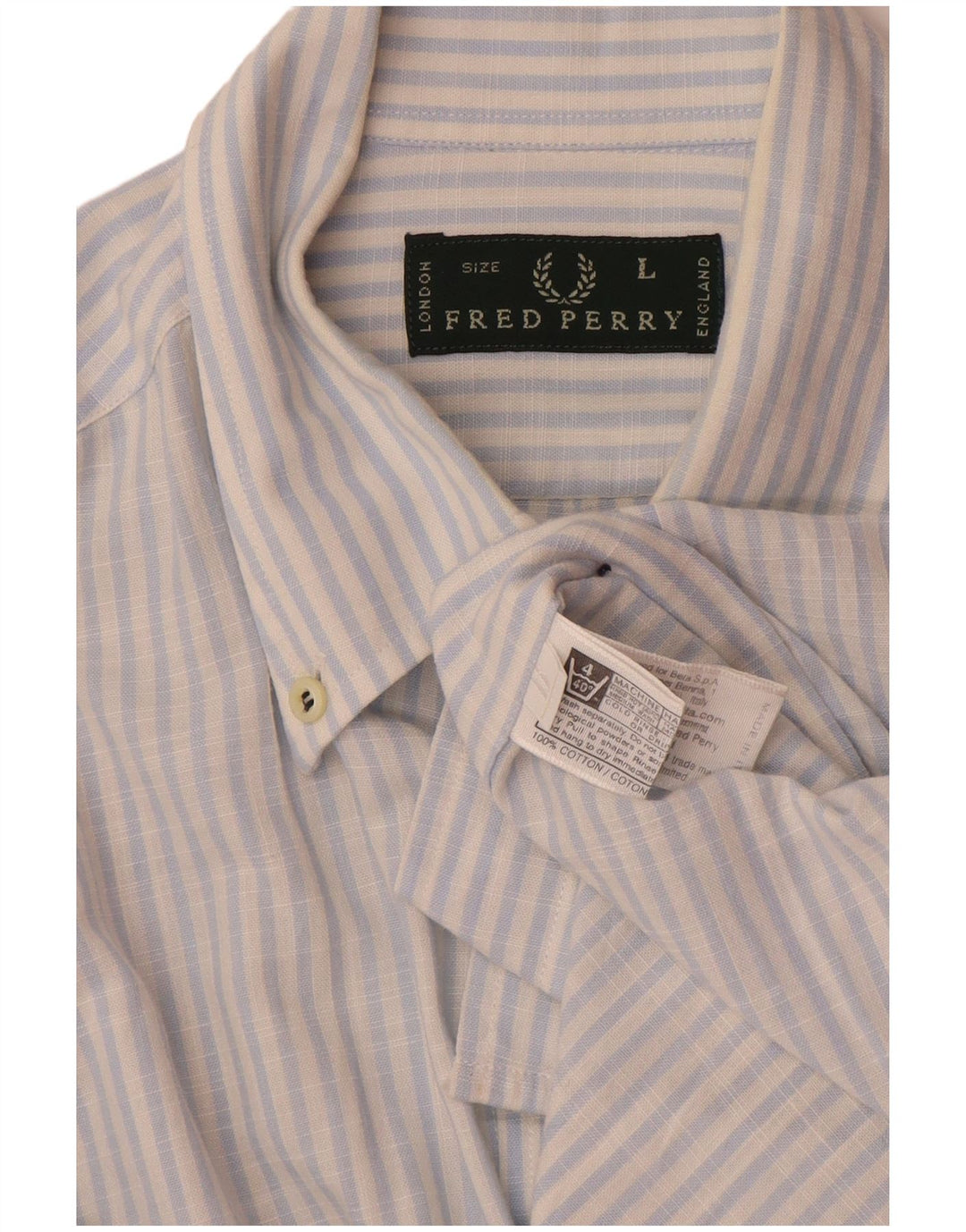 Cămașă pentru bărbați Fred Perry, mare, albastru, bumbac cu dungi