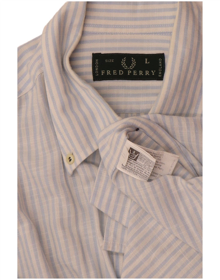 Cămașă pentru bărbați Fred Perry, mare, albastru, bumbac cu dungi