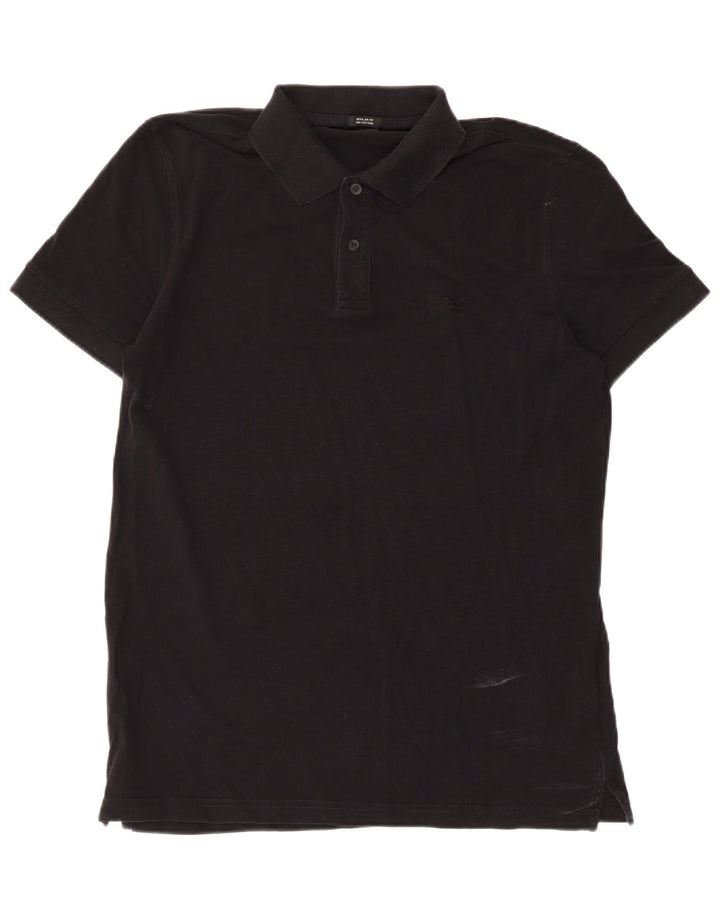 Tricou polo pentru bărbați Hugo Boss, bumbac negru mare