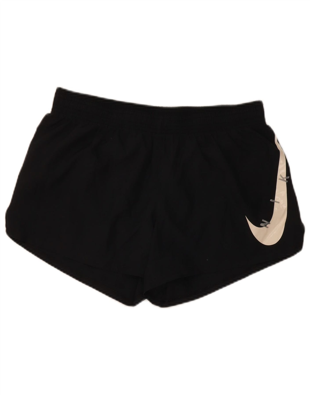 Pantaloni scurți sport Nike Dri Fit Graphic pentru femei UK 14 Poliester mediu negru