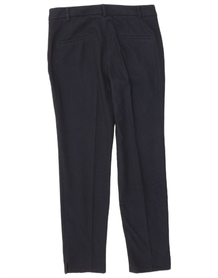 ZARA Womens Abstract Pattern Chino Trousers EU 38 Small W28 L29 Navy Blue