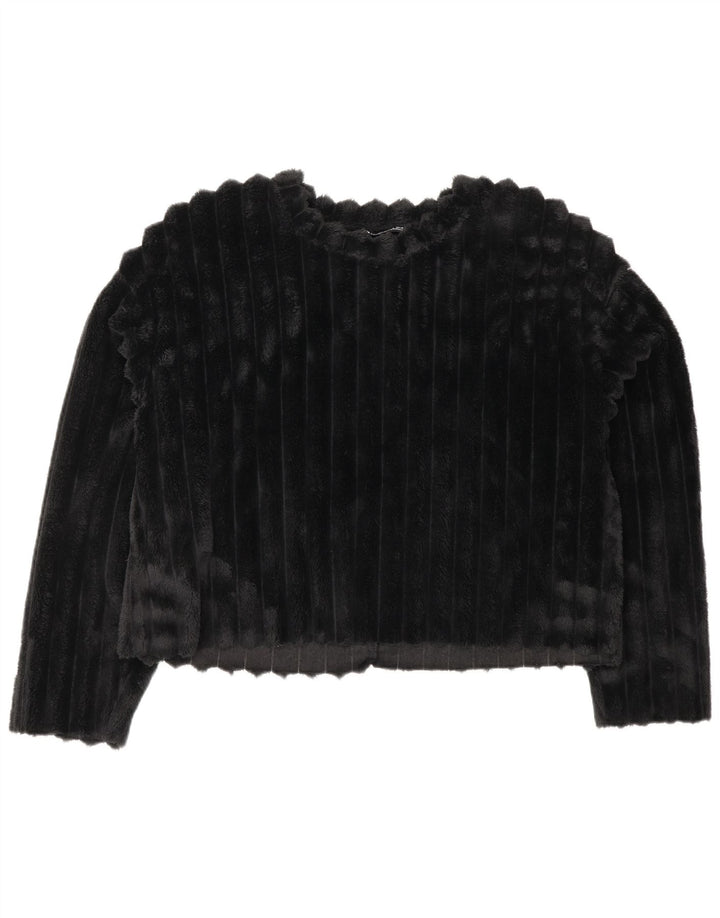 Jumper ZARA pentru femei Crop Fleece UK 14 Medium Black