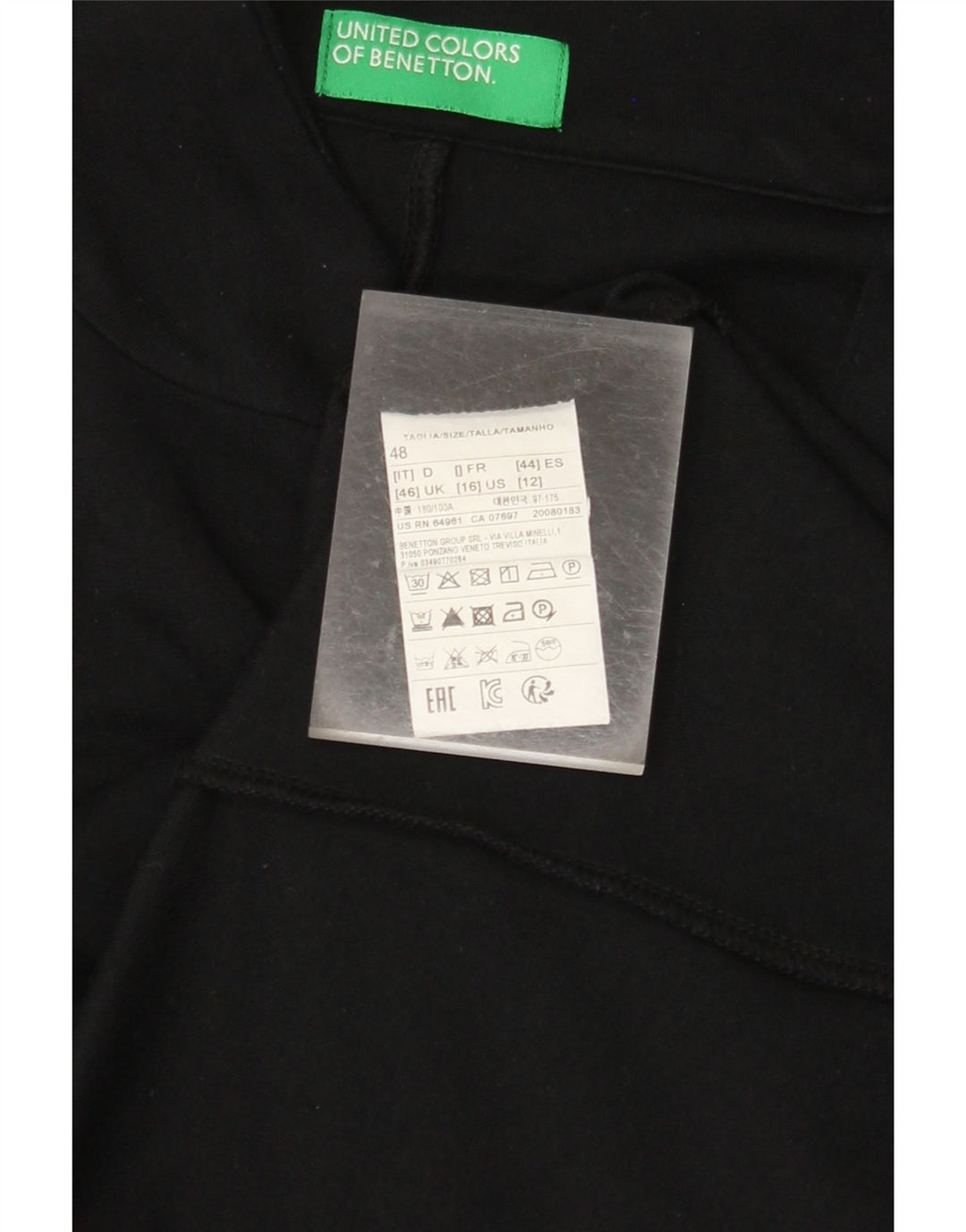 Jachetă pentru femei BENETTON cu 1 nasture, UK 16, mare, neagră, viscoză