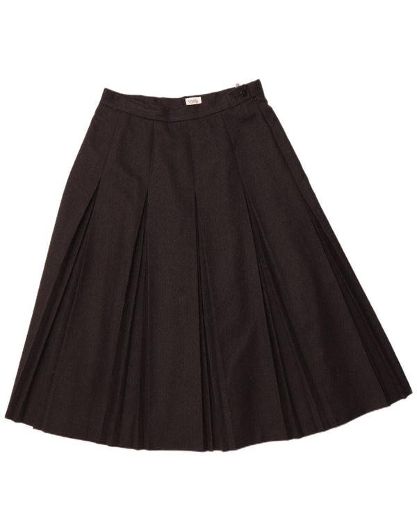 Fusta plisată pentru femei VIYELLA UK 16 Large W32 Gri Lână nouă