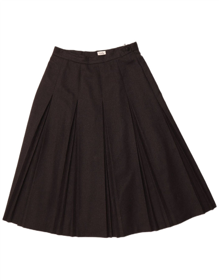 Fusta plisată pentru femei VIYELLA UK 16 Large W32 Gri Lână nouă