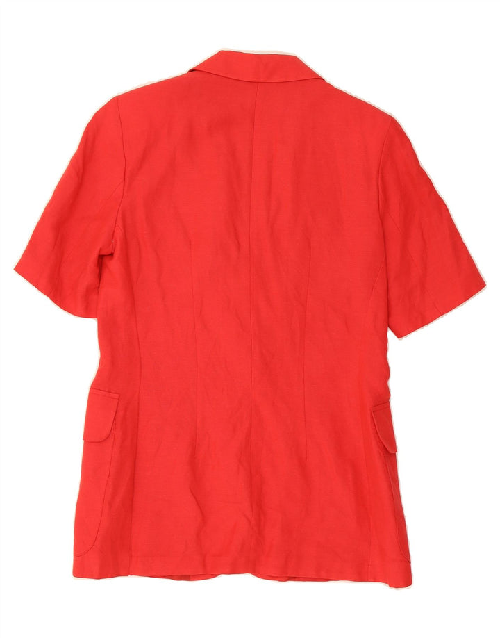 STEFANEL Womens 3 Button Short Sleeve Blazer Jacket IT 44 Medium Red Linen Vintage Stefanel and Second-Hand Stefanel from Messina Hembry 