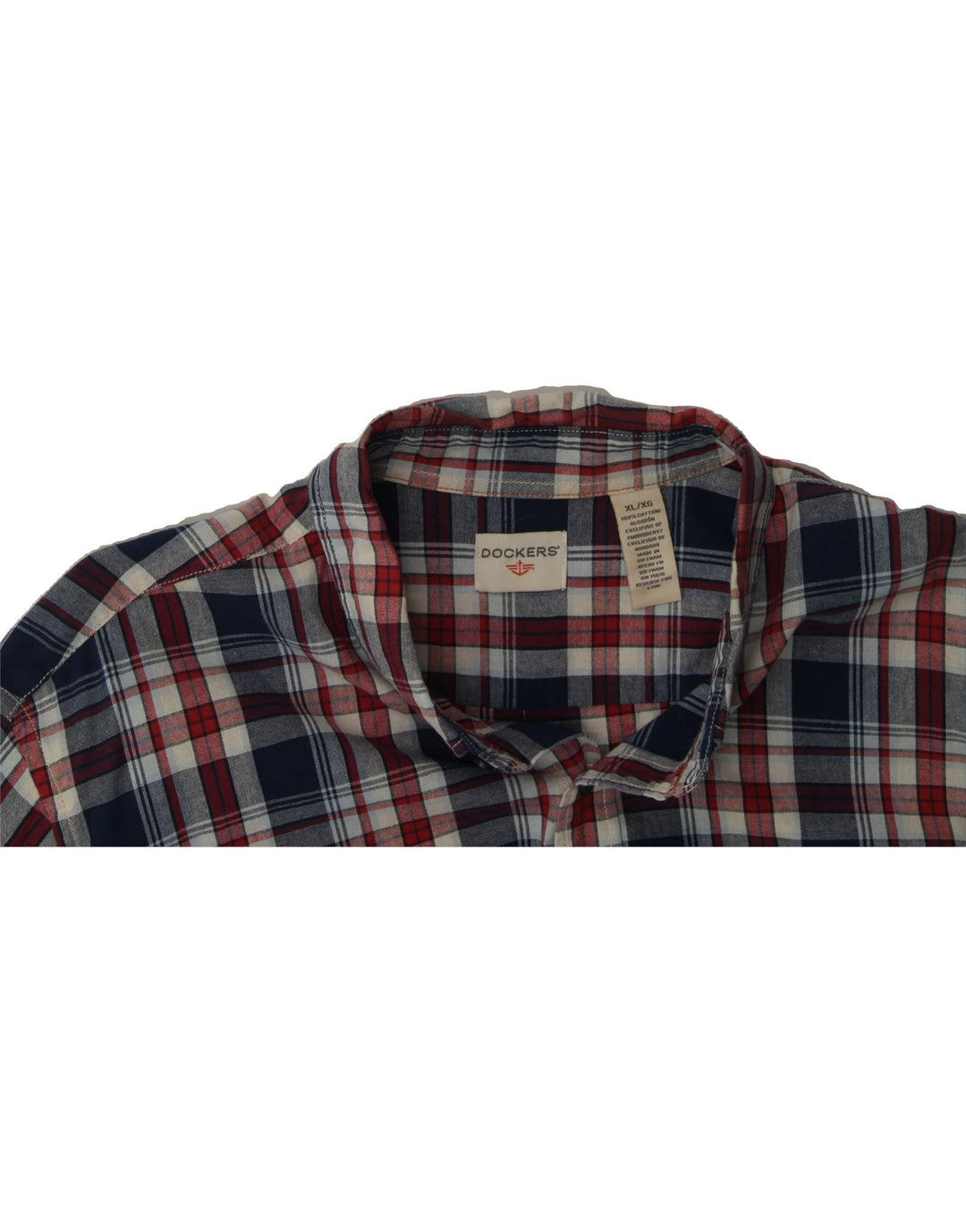 DOCKERS Mens Flannel Shirt XL Navy Blue Check Cotton Vintage Dockers and Second-Hand Dockers from Messina Hembry 