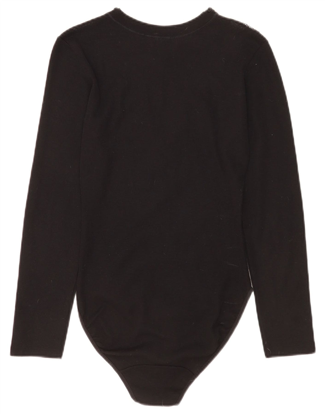 Body vintage pentru femei cu mânecă lungă UK 2 2XS Lână virgină neagră