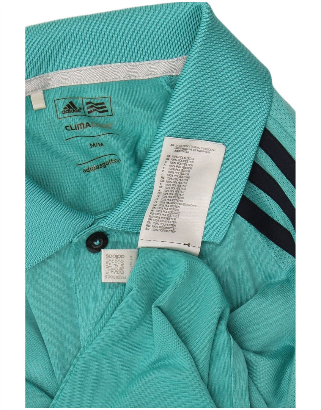 Tricou polo Adidas Climacool pentru bărbați, poliester turcoaz mediu