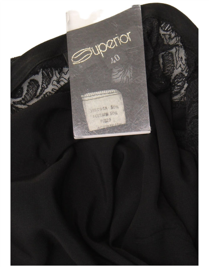 Bluză Superior pentru femei cu mânecă lungă Top EU 40 Medium Black Viscose