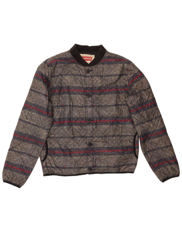 Jachetă matlasată Levi's pentru bărbați UK 40, bumbac cu dungi gri mari
