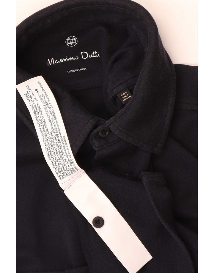 Cămașă cu mânecă scurtă Massimo Dutti pentru bărbați, bumbac negru mic