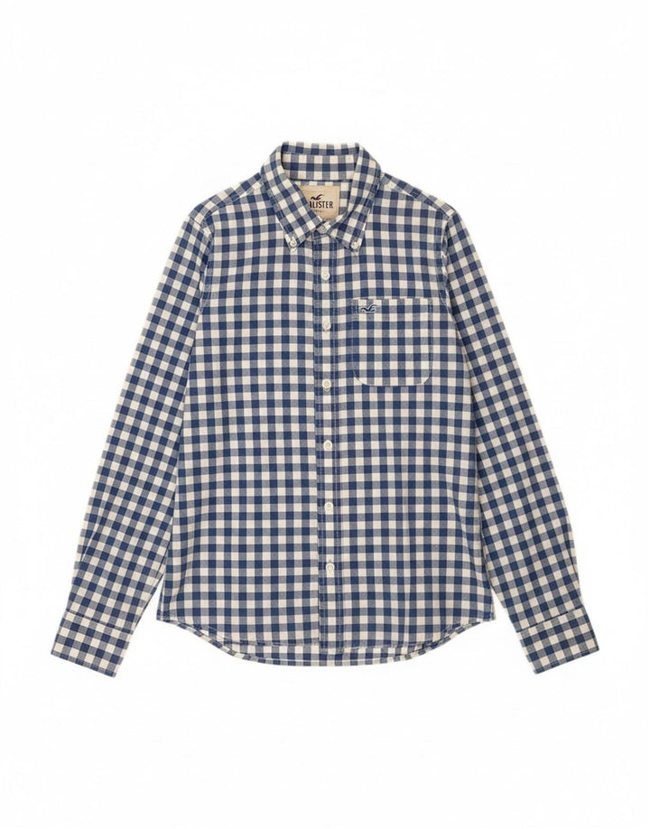 HOLLISTER Mens Shirt Small Blue Gingham Cotton