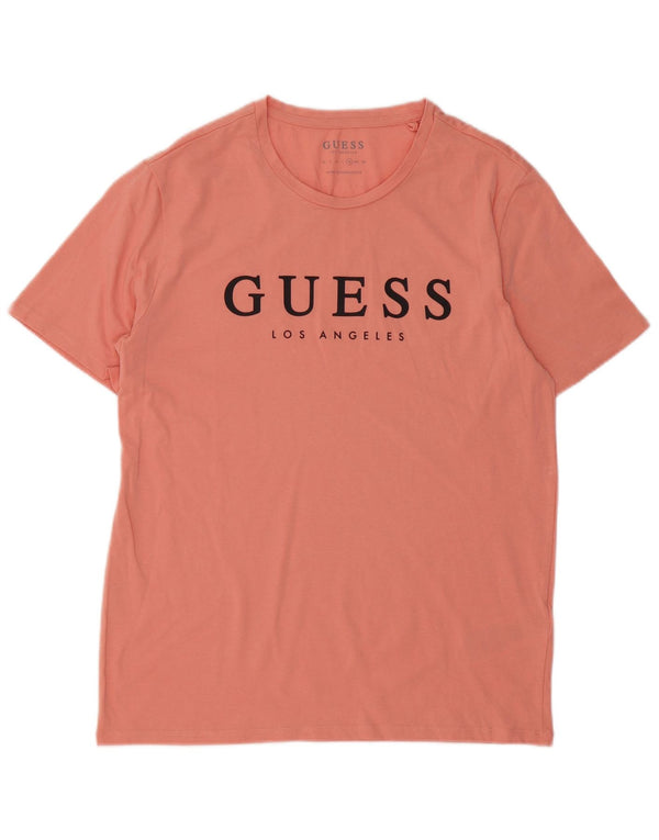 Tricou grafic Guess pentru bărbați Top UK 42 Large Pink Bumbac