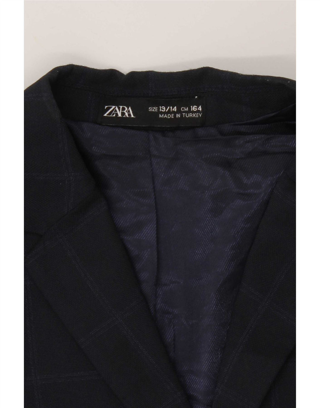 Jachetă Blazer cu 2 nasturi pentru băieți Zara 13-14 ani Poliester cu carouri bleumarin