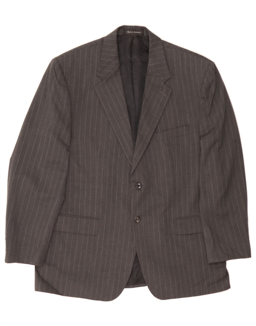 IZOD Mens 2 Button 3/4 Sleeve Blazer Jacket UK 42 XL Grey Pinstripe Vintage Izod and Second-Hand Izod from Messina Hembry 