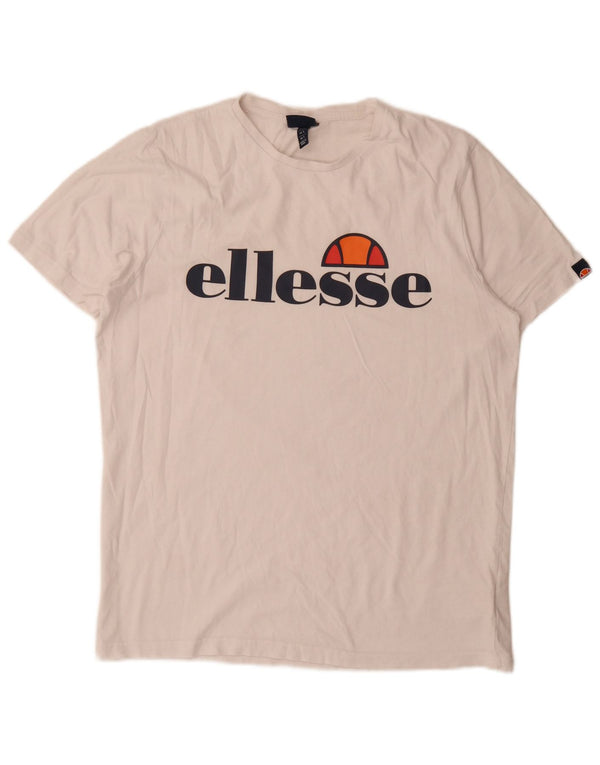 Ellesse Mens Graphic T-Shirt Top Large White Cotton