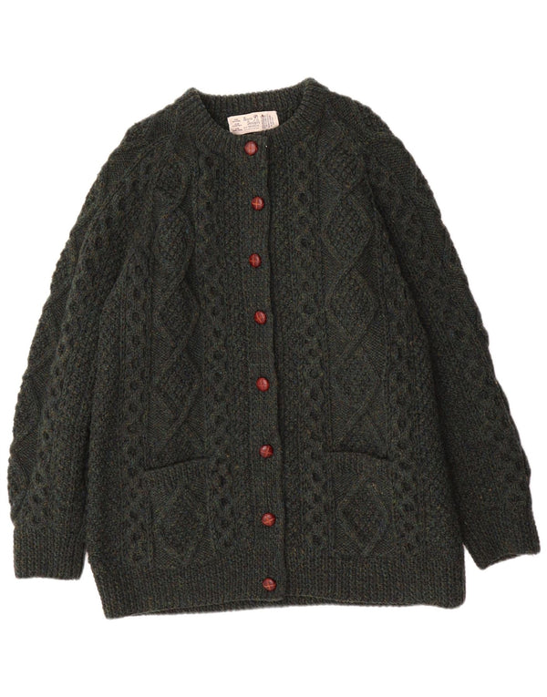 Athena Designs Pulover cardigan tricotat manual irlandez pentru femei UK 18 XL verde
