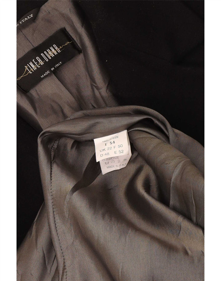 Linea Donna Womens Overcoat UK 22 3XL Black Virgin Wool