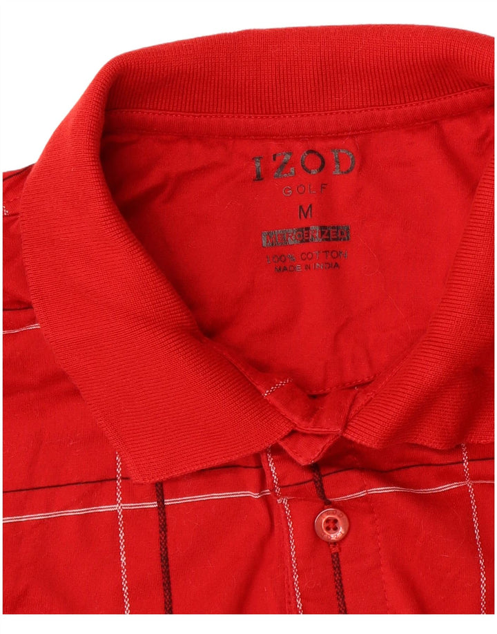 Tricou polo de golf pentru bărbați IZOD, bumbac roșu mediu cu carouri