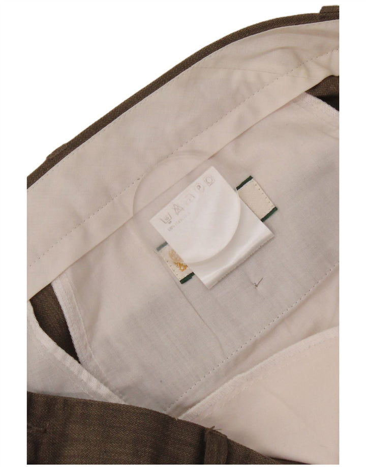 Marks & Spencer Pantaloni de costum conici pentru bărbați L40 L29 Maro Poliester
