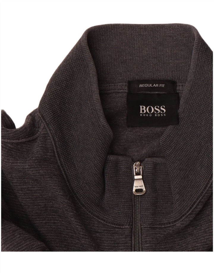 Hanorac pentru bărbați Hugo Boss, cu fermoar, cu decolteu obișnuit, de culoare mare, gri
