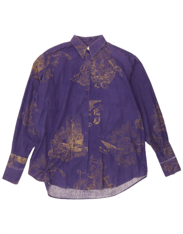Cămașă supradimensionată pentru femei Ferre, cu model abstract, UK 14, bumbac violet mediu