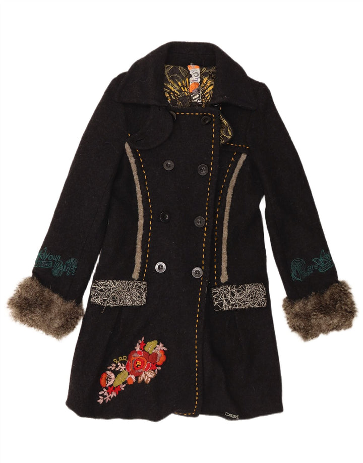 Palton Desigual pentru damă, cu grafică dublu, EU 40, negru, floral, mediu