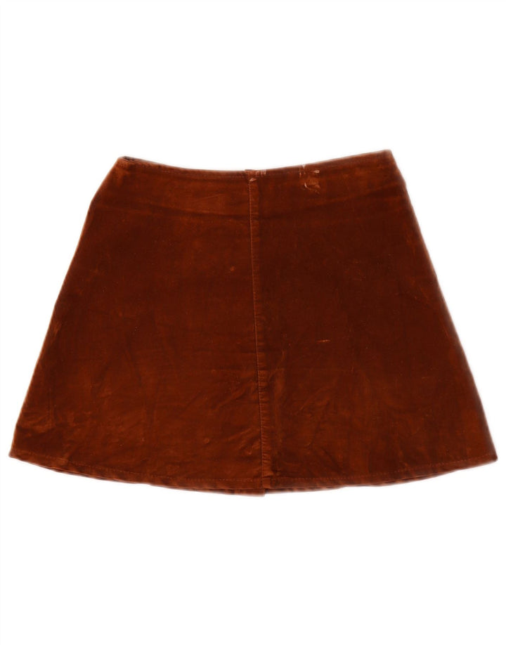 Fustă mini din velur vintage pentru femei W24 XS maro poliamidă