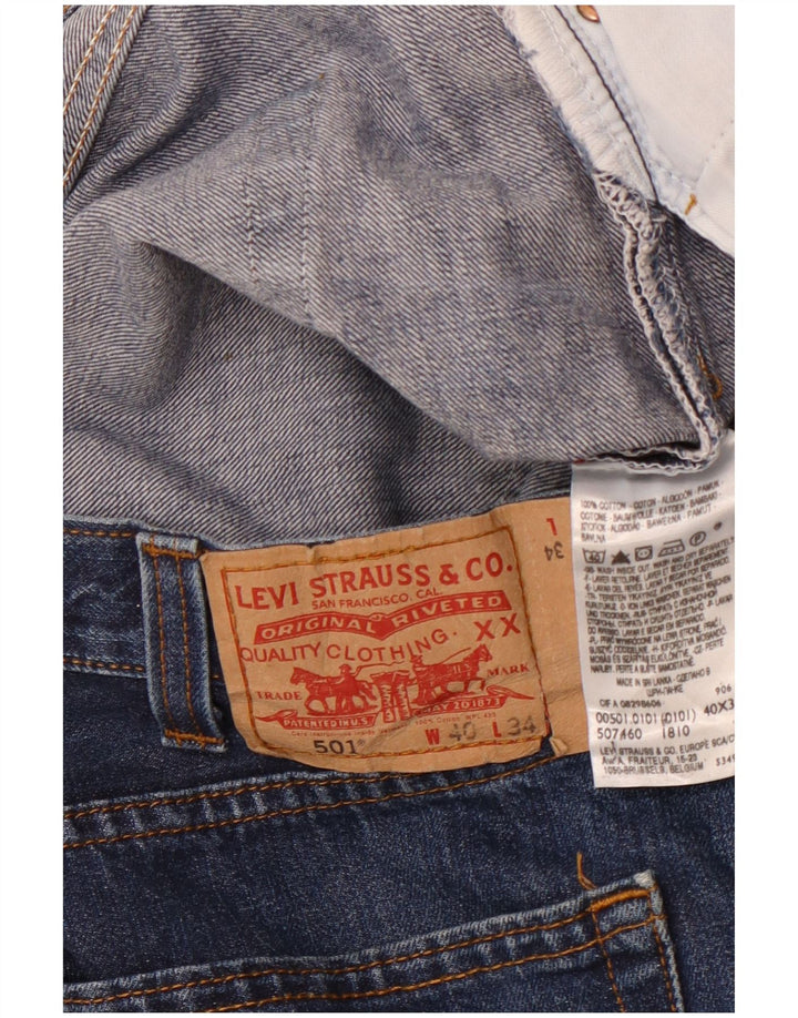 Blugi drepti pentru bărbați LEVI'S 501 L40 L34 Bumbac bleumarin