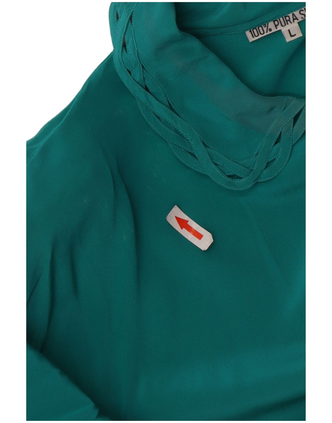 Bluză de cămașă vintage pentru femei UK 16, mare, verde, mătase