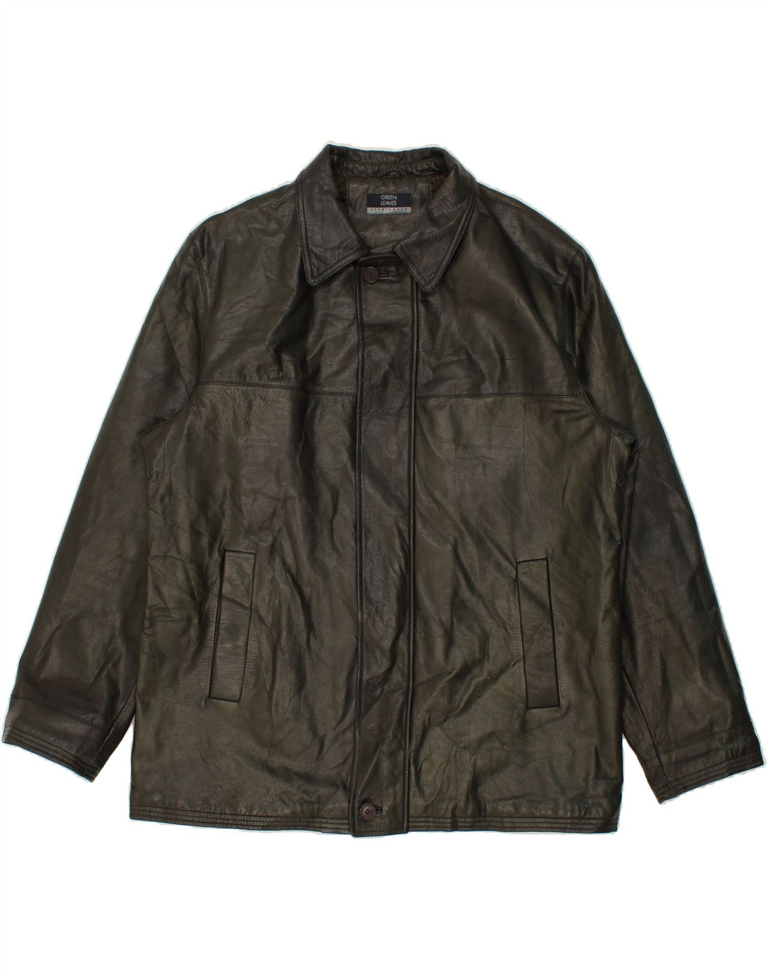 GREEN LEAVES Jachetă de piele pentru bărbați UK 44 2XL Piele verde