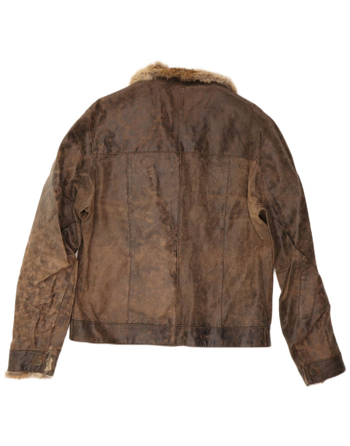 MAYS Jachetă de piele pentru bărbați UK 40 Maro din piele maro