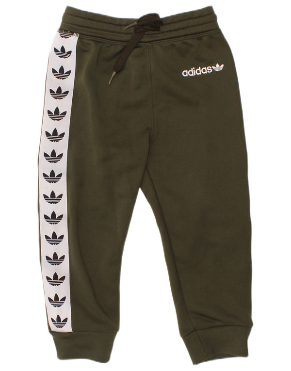 Pantaloni de trening cu grafic pentru bebelusi Adidas 18-24 luni kaki color block